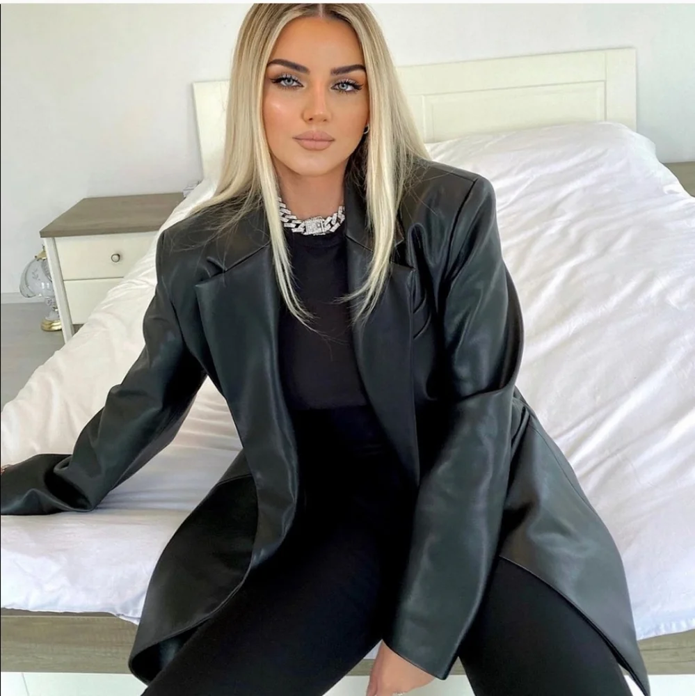 Zara * Oversized Faux Leather Blazer - Picture 15 of 16